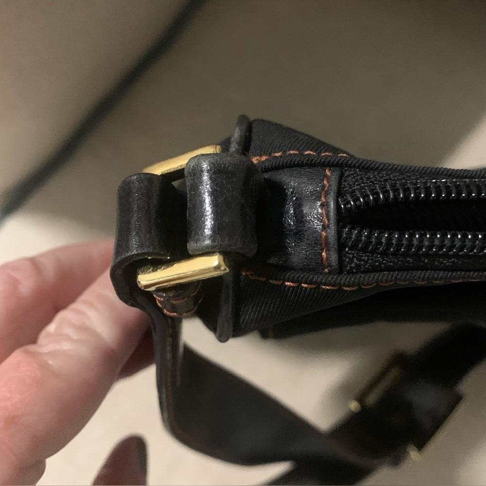 Maxx New York Handbag Medium Black Fabric/Leather Strap Trim Gold Hardware - Picture 15 of 16